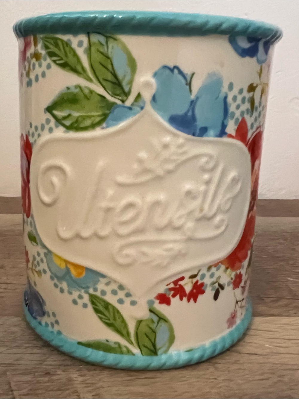 NWT 2018 Pioneer Woman Melody Utensil Holder Stoneware Floral Crock Farm